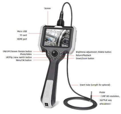 Direkt / Seitenaufnahme Portable Industrial Endoscope IP67 Handheld Digitales Endoskop