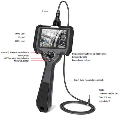 Direct View Portable Industrial Endoscope Kamera IP54 160000 Pixel VH510-28-300