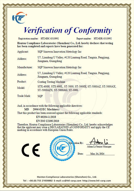 China Hoyamo and Sinowon Inc zertifizierungen